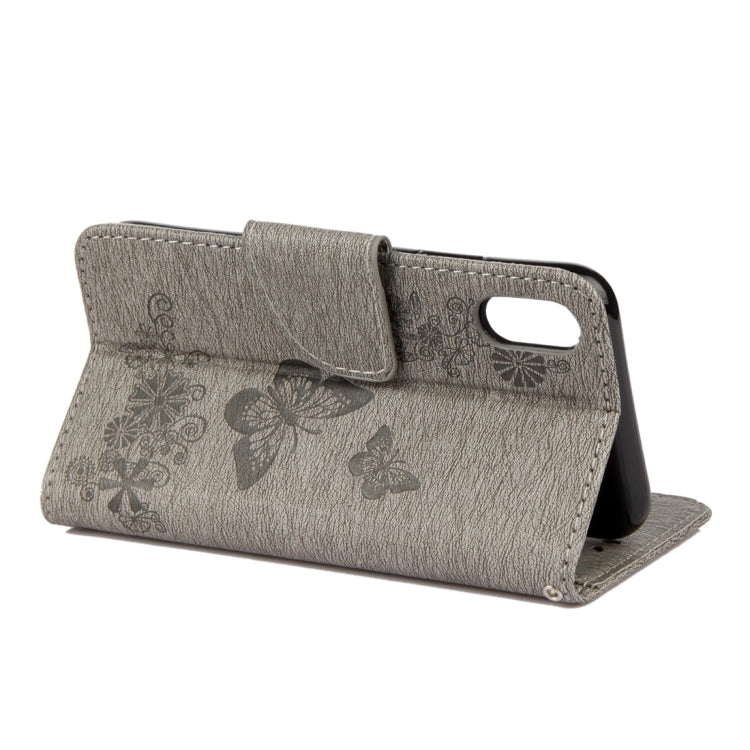 For iPhone X / XS Pressed Flowers Butterfly Pattern Horizontal Flip Leather Case with Holder & Card Slots & Wallet & Lanyard, For X