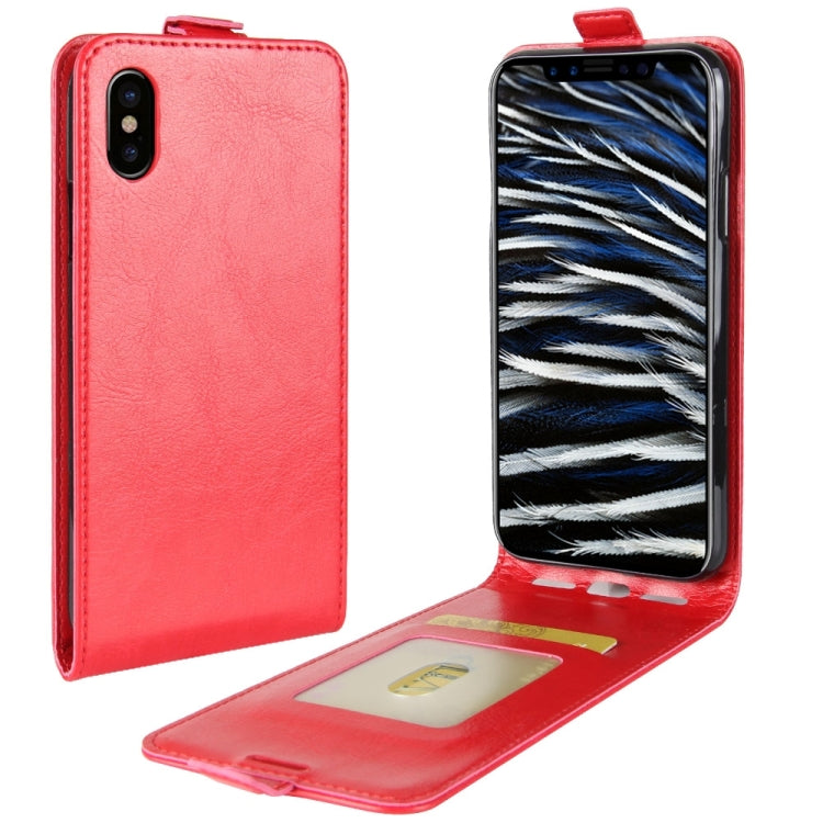 For iPhone X / XS Crazy Horse Texture Vertical Flip Leather Case with Card Slot & Photo Frame, For iPhone X, For iPhone X / XS