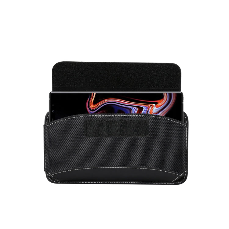For iPhone XS Max Men Universal Oxford Cloth Portable Mobile Phone Waist Pack Leather Case / Huawei Mate 20 / 6.3 Inch or Below Smartphones