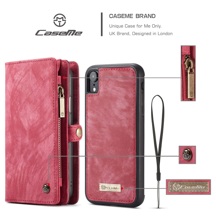 For iPhone XR CaseMe Detachable Multifunctional Horizontal Flip Leather Case with Card Slot & Holder & Zipper Wallet & Photo Frame, For iPhone  XR, For iPhone XR