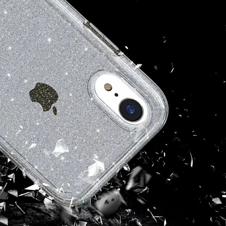 For iPhone XR Shockproof Terminator Style Glitter Powder Protector Case, iPhone XR (Grey), iPhone XR (White), iPhone XR (Pink)