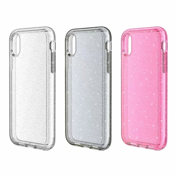 For iPhone XR Shockproof Terminator Style Glitter Powder Protector Case, iPhone XR (Grey), iPhone XR (White), iPhone XR (Pink)
