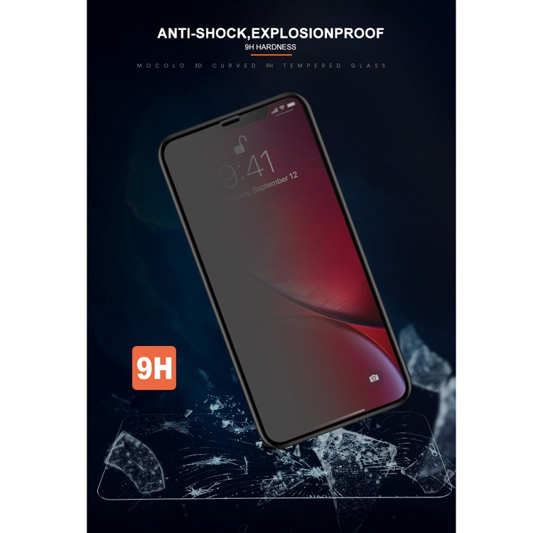 For iPhone 11 / XR mocolo 0.33mm 9H 3D Round Edge Privacy Anti-glare Tempered Glass Film, iPhone XR