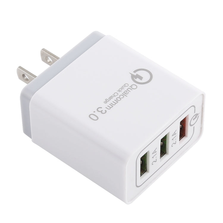 AR-QC-03 2.1A 3 USB Ports Quick Charger Travel Charger, US Plug, AR-QC-03 US, AR-QC-03 US Plug Blue