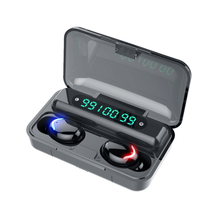 F9-5C Three-screen Digital Display Noise Reduction Bluetooth Earphone, F9-5C without Strap Black, F9-5C without Strap White