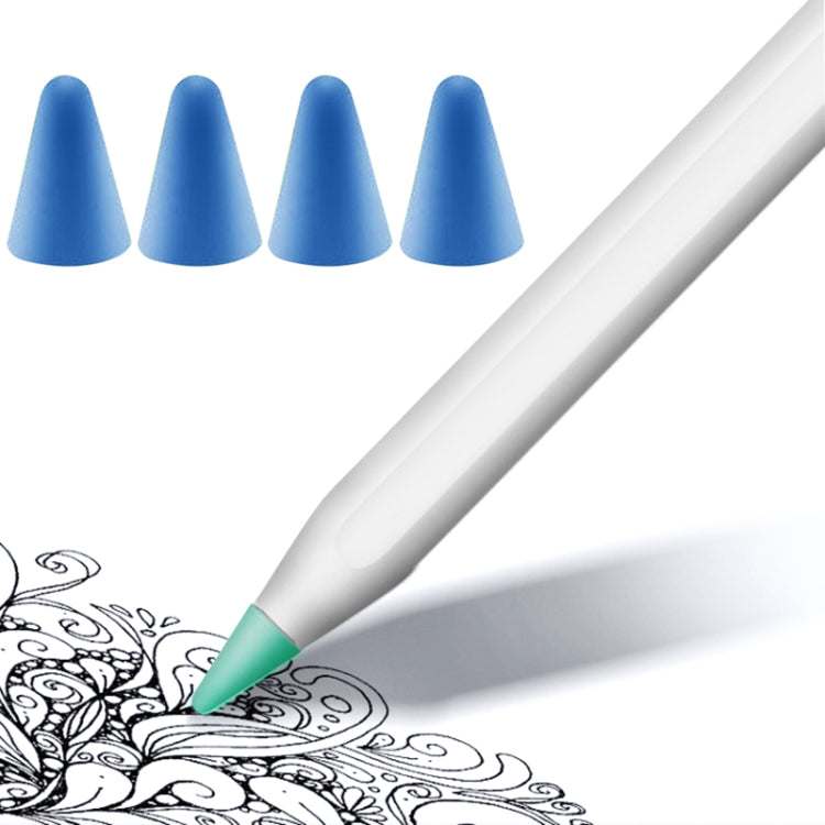 4 PCS Non-slip Mute Wear-resistant Nib Cover for Apple Pencil 1 / 2, Mint Green, Transparent, Dark Blue, White