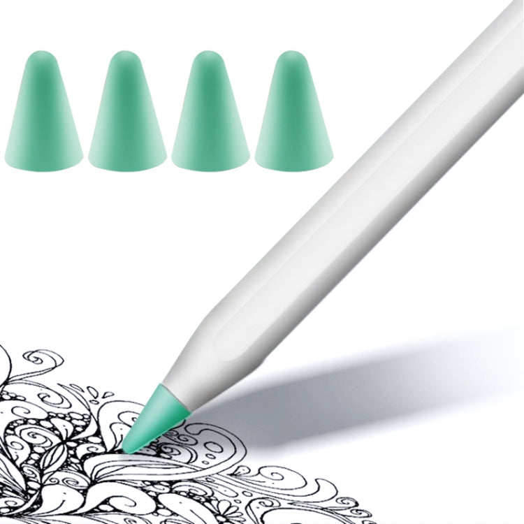 4 PCS Non-slip Mute Wear-resistant Nib Cover for Apple Pencil 1 / 2, Mint Green, Transparent, Dark Blue, White
