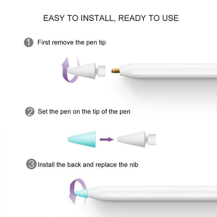 4 PCS Non-slip Mute Wear-resistant Nib Cover for Apple Pencil 1 / 2, Mint Green, Transparent, Dark Blue, White
