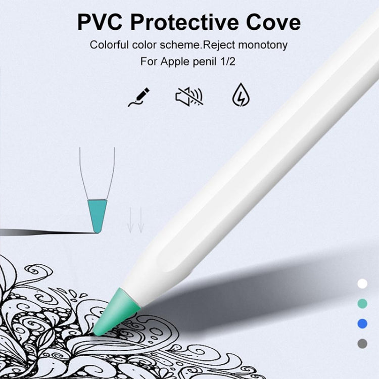 4 PCS Non-slip Mute Wear-resistant Nib Cover for Apple Pencil 1 / 2, Mint Green, Transparent, Dark Blue, White