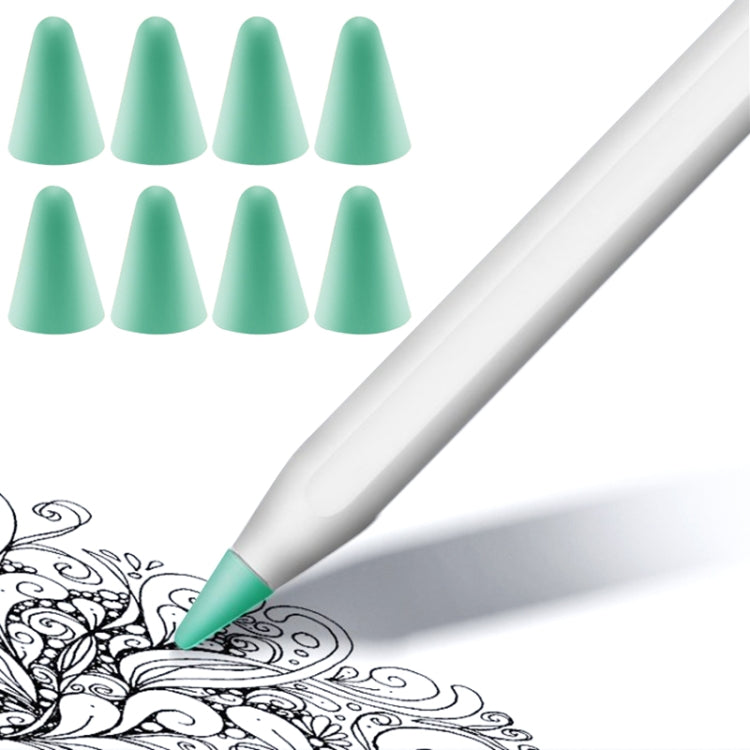 8 PCS Non-slip Mute Wear-resistant Nib Cover for Apple Pencil 1 / 2, Mint Green, Transparent, White, Dark Blue