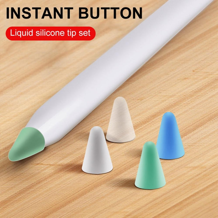 8 PCS Non-slip Mute Wear-resistant Nib Cover for Apple Pencil 1 / 2, Mint Green, Transparent, White, Dark Blue