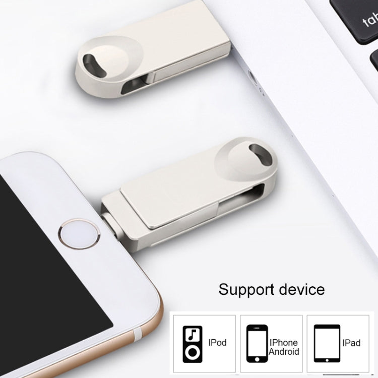 S29 3 in 1 64GB Micro USB + USB + 8 Pin Interface Metal Twister Flash Disk, 64GB