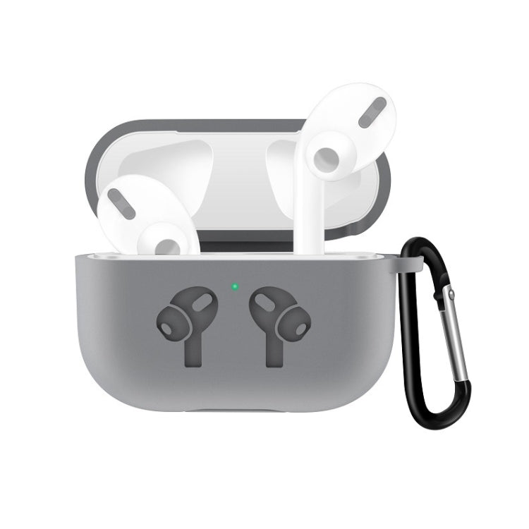 For AirPods Pro Silicone Flip Cover Earphone Protective Case with Anti-drop Buckle, Black, Grey