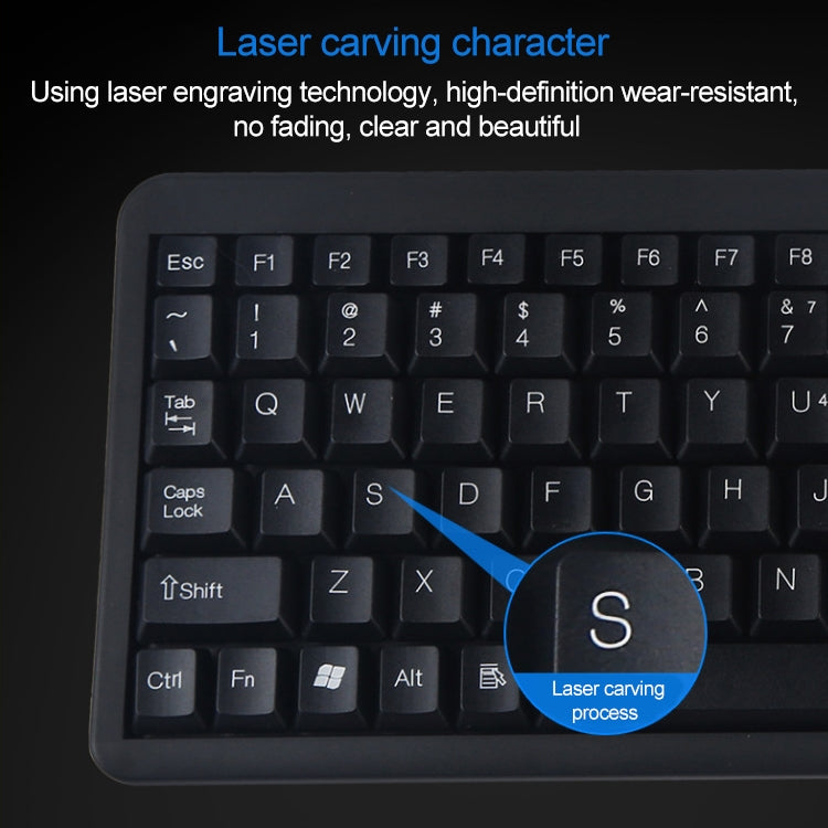 DS-8800 PS / 2 Interface Prevent Water Splashing Laser Engraving Character One-piece Wired Touchpad Keyboard, Length: 1.5m, DS-8800 PS/2