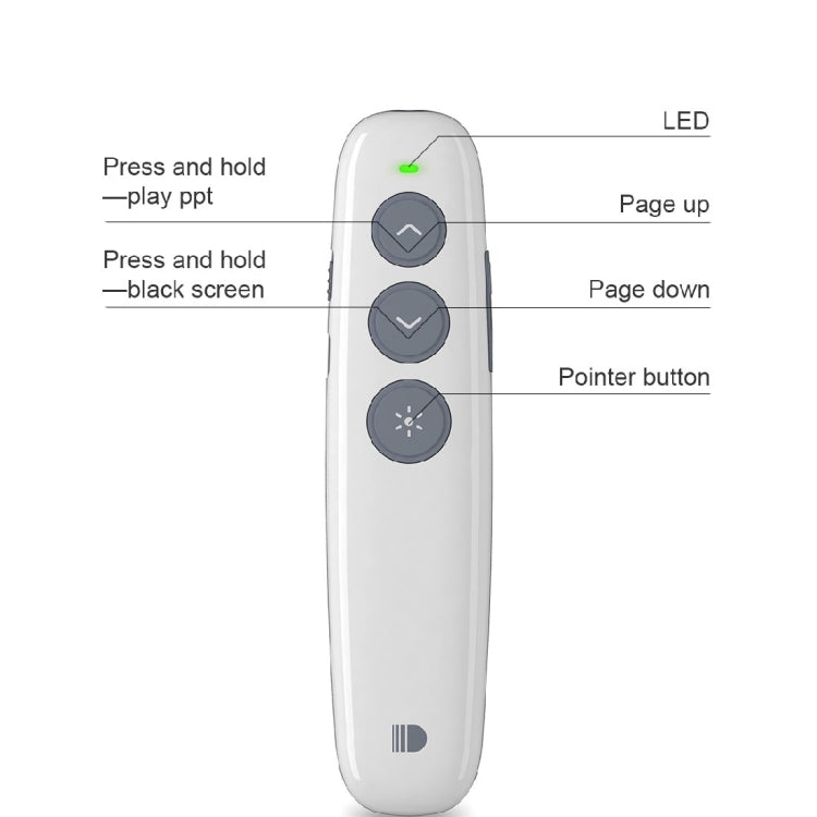 Doosl DSIT007 2.4GHz Rechargeable Powerpoint Presentation Wireless Cliker Remote Control Pen, Control Distance: 10m(White), DSIT007