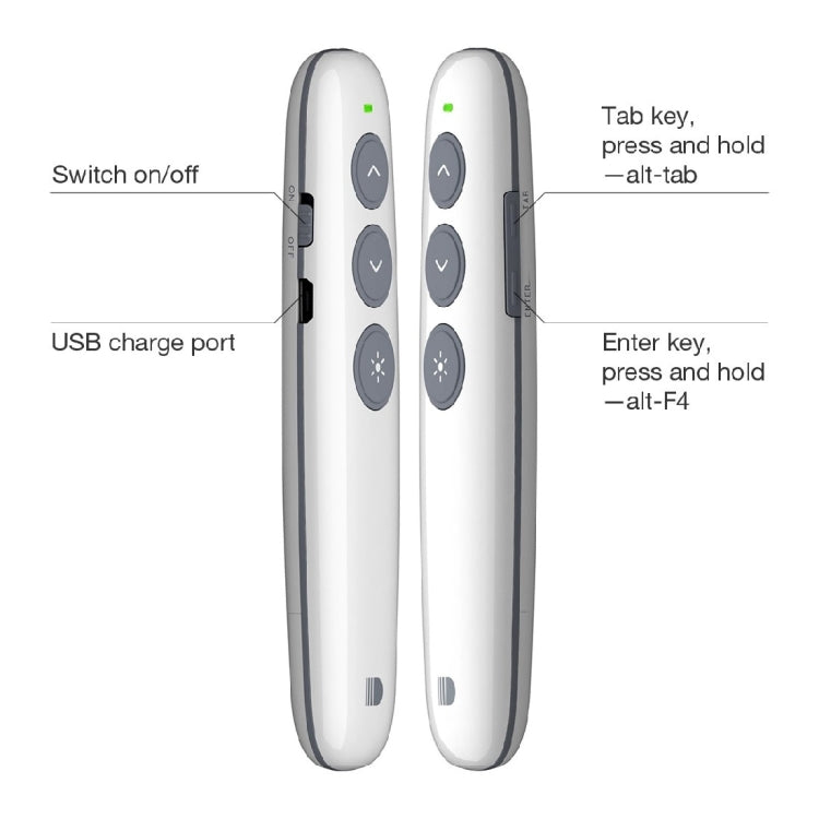 Doosl DSIT007 2.4GHz Rechargeable Powerpoint Presentation Wireless Cliker Remote Control Pen, Control Distance: 10m(White), DSIT007