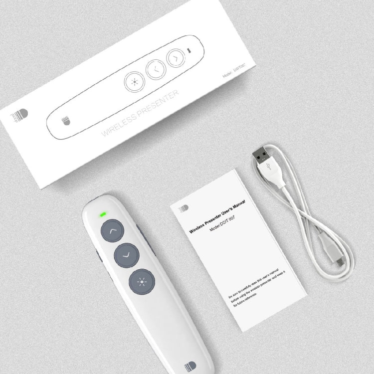 Doosl DSIT007 2.4GHz Rechargeable Powerpoint Presentation Wireless Cliker Remote Control Pen, Control Distance: 10m(White), DSIT007
