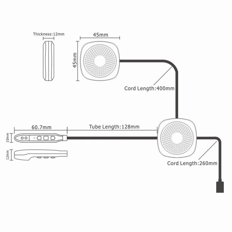 T2 Bluetooth V5.0 Helmet Headset 5V for Motorcycle Driving with Anti-interference Microphone