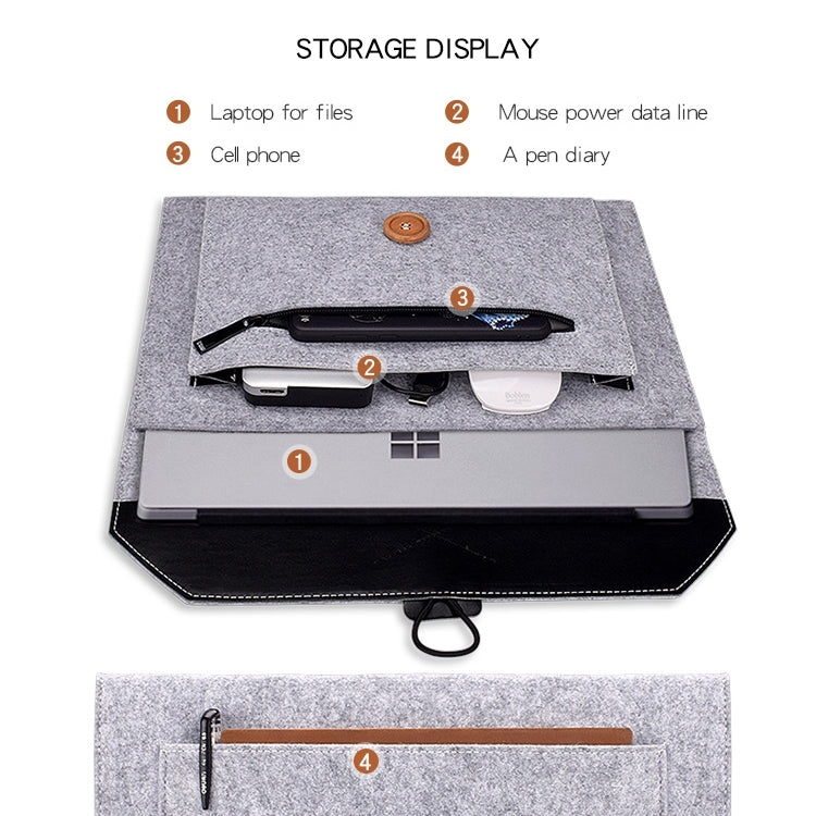 ND06 Multi-purpose Felt Button Laptop Inner Bag for 15.4 inch Laptop, 15.4 inch