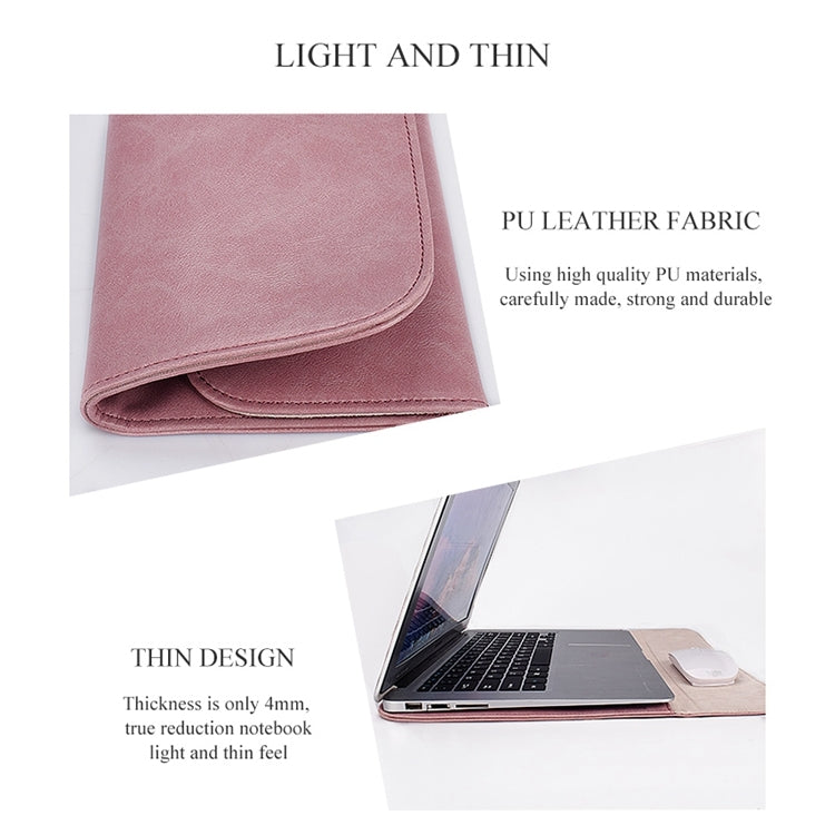 PU01S PU Leather Horizontal Invisible Magnetic Buckle Laptop Inner Bag for 13.3 inch laptops, with Small Bag, 13.3 inch with Small Bag