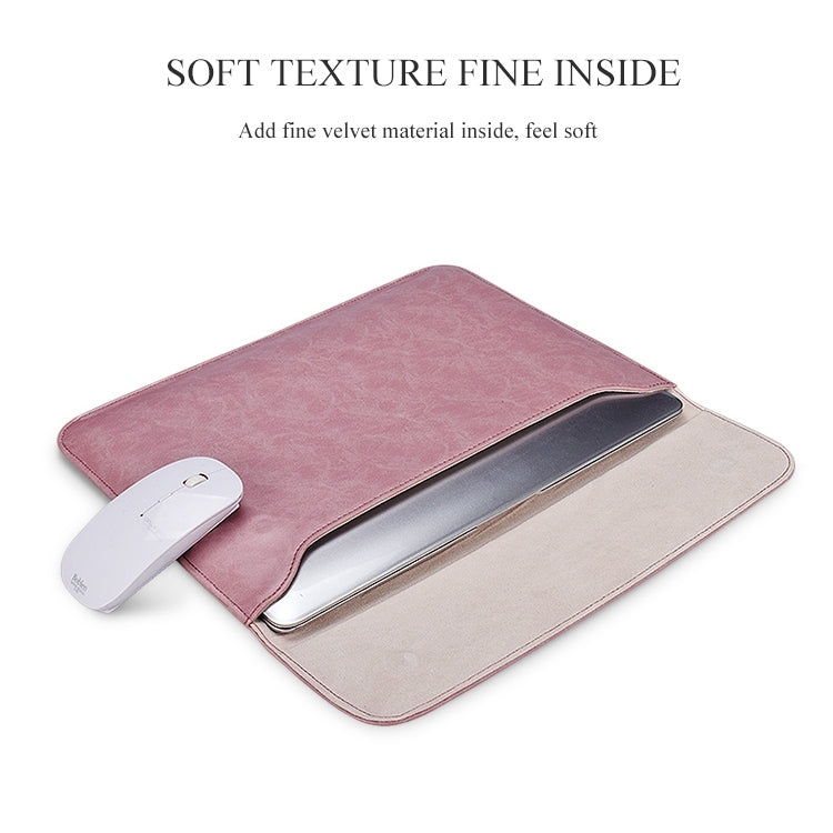 PU01S PU Leather Horizontal Invisible Magnetic Buckle Laptop Inner Bag for 15.4 inch laptops, with Small Bag, 15.4 inch with Small Bag