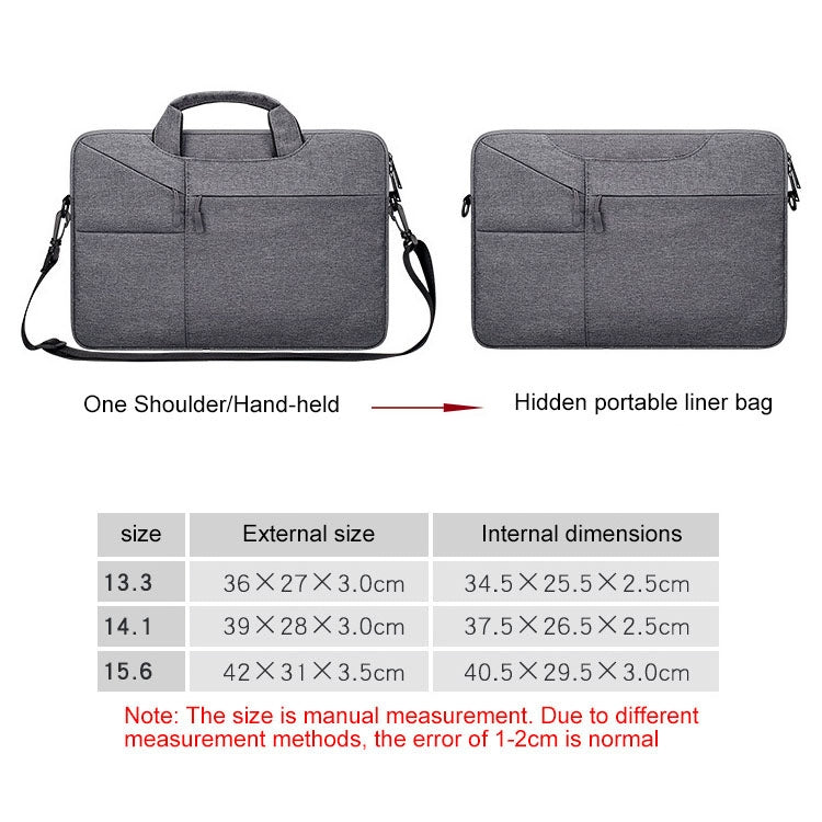 ST02S Waterproof Tear Resistance Hidden Portable Strap One-shoulder Handbag for 15.6 inch Laptops, with Suitcase Belt, ST02S 15.6 inch Black