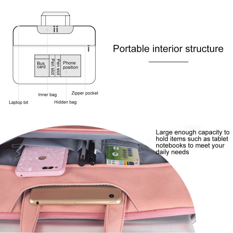 ST06 Waterproof PU Leather Zipper Hidden Portable Strap One-shoulder Handbag for 14.1 inch Laptops, with Suitcase Belt, ST06 14.1 inch Dark Gray, ST06 14.1 inch Pink, ST06 14.1 inch Light Grey