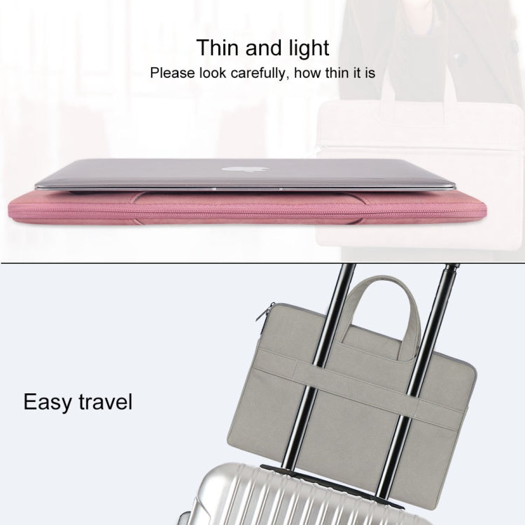 ST06 Waterproof PU Leather Zipper Hidden Portable Strap One-shoulder Handbag for 14.1 inch Laptops, with Suitcase Belt, ST06 14.1 inch Dark Gray, ST06 14.1 inch Pink, ST06 14.1 inch Light Grey