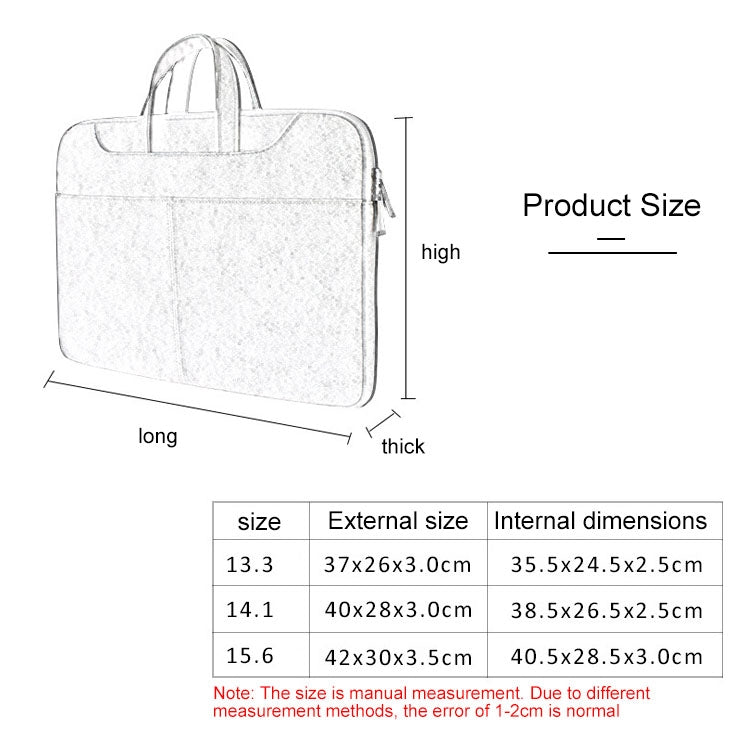 ST06S Waterproof PU Leather Zipper Hidden Portable Strap One-shoulder Handbag for 14.1 inch Laptops, with Magic Stick & Suitcase Belt, ST06S 14.1 inch Dark Gray, ST06S 14.1 inch Pink, ST06S 14.1 inch Light Grey