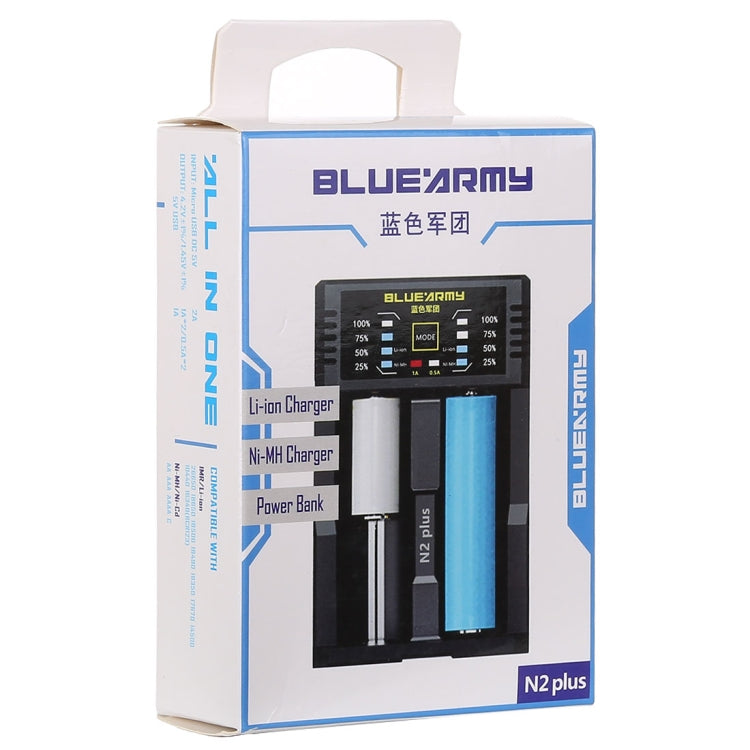 N2 PLUS Micro USB Smart Battery Charger with Indicator Light for 26650, 18650,18500, 14500, 16340(RCR123) IMR / Li-on Battery or AA, AAA, AAAA, C Ni-MH / Ni-Cd Battery