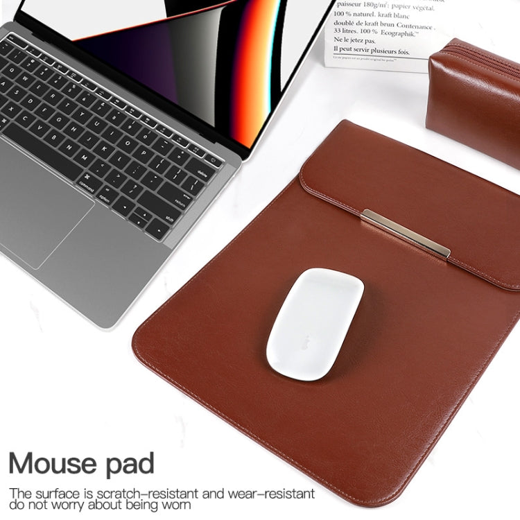 13.3 inch Laptop 2 in 1 PU Leather Sleeve Liner Bag with Mouse Storage Bag