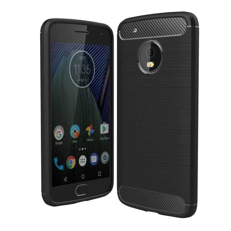 For Motorola Moto G5 Plus Brushed Carbon Fiber Texture Shockproof TPU Protective Cover Case, For Moto G5 Plus
