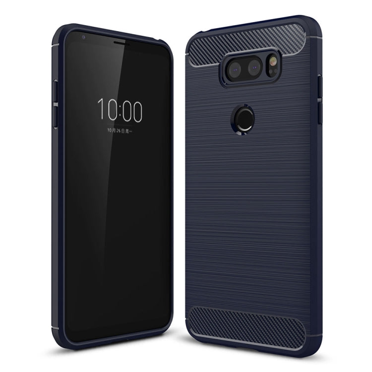 For LG V30 Brushed Texture Carbon Fiber Shockproof TPU Rugged Armor Protective Case, For LG V30, For V30