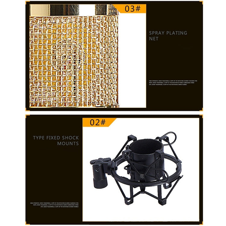 BM-800 Network K-Song Dedicated High-end Metal Shock Mount Microphone Set, BM800 Kit Black, BM800 Kit Pink, BM800 Kit Blue