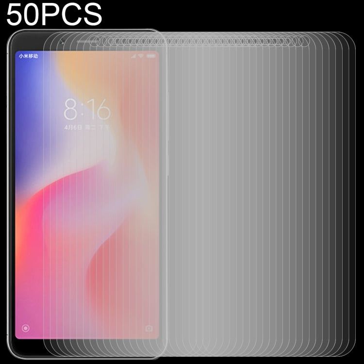 50 PCS 0.26mm 9H 2.5D Tempered Glass Film for Xiaomi Redmi 6A, No Retail Package, For Redmi 6A (50 PCS)
