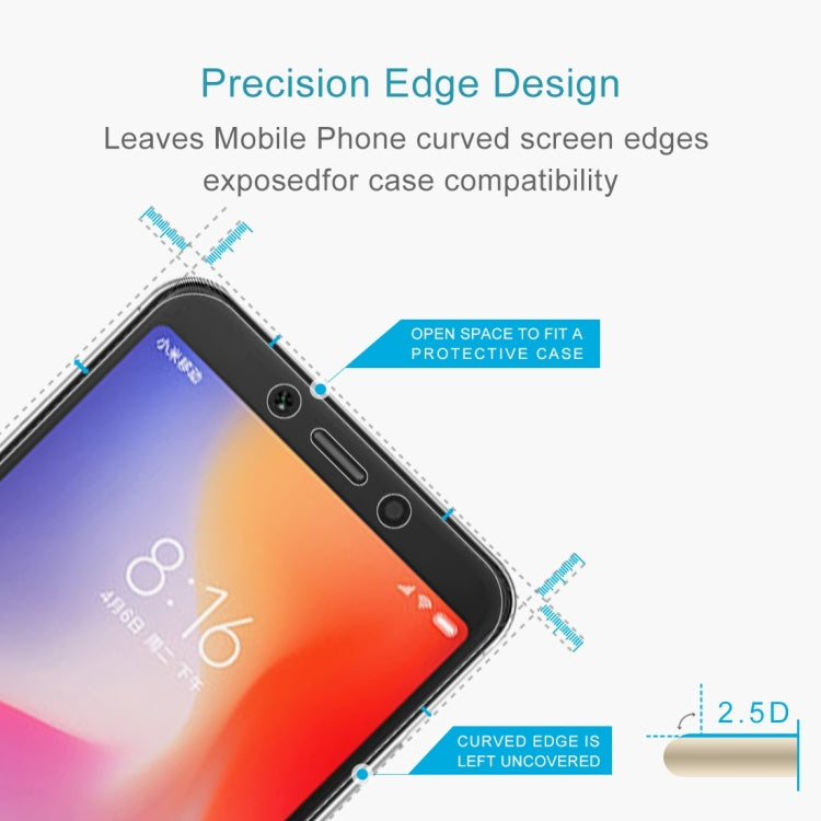 100 PCS 0.26mm 9H 2.5D Tempered Glass Film for Xiaomi Redmi 6A, For Redmi 6A (100 PCS)