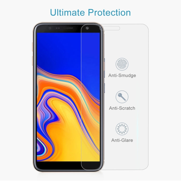 100 PCS 0.26mm 9H Surface Hardness 2.5D Curved Edge Tempered Glass Film for Galaxy J4+ / J6+, Galaxy J4+ / J6+