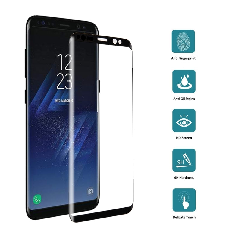 25 PCS For Galaxy S8 Plus / G955 0.26mm 9H Surface Hardness 3D Curved Silk-screen Fully Adhesive Fully Adhesive Full Screen Tempered Glass Screen Protector, For Galaxy S8 Plus / G955