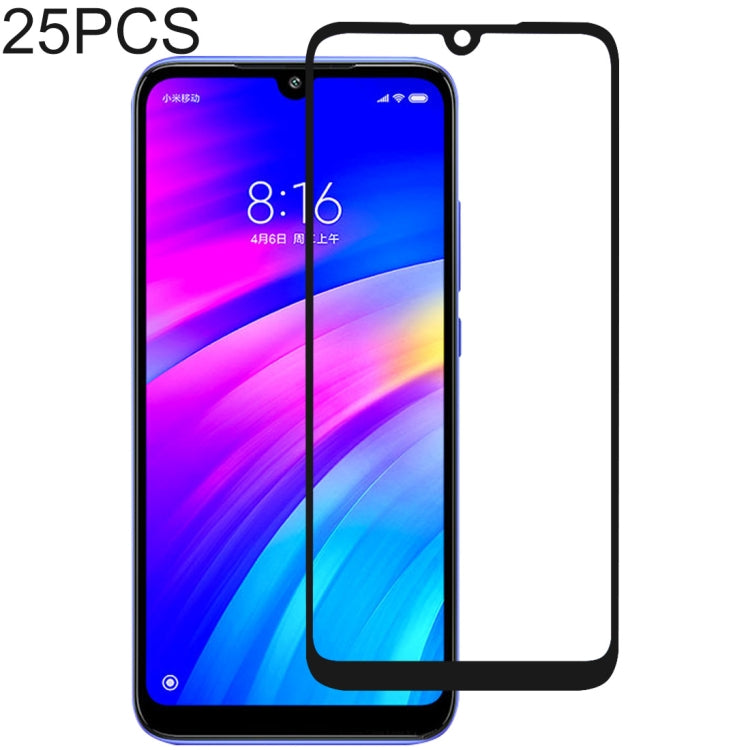 25 PCS Full Glue Full Cover Screen Protector Tempered Glass film for Xiaomi Redmi 7, For Xiaomi Redmi 7