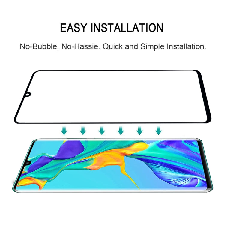 Edge Glue 3D Curved Edge Full Screen Tempered Glass Film for Huawei P30 Pro, For Huawei P30 Pro(Black)(1 PC), For Huawei P30 Pro(Transparent)(1 PC)