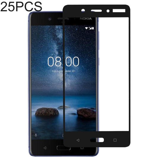 25 PCS Full Glue Full Cover Screen Protector Tempered Glass film for Nokia 8, For Nokia 8