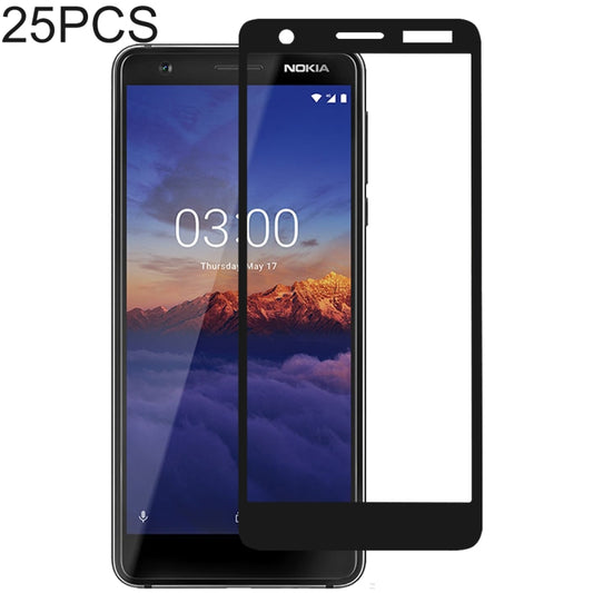 25 PCS Full Glue Full Cover Screen Protector Tempered Glass film for Nokia 3.1, For Nokia 3.1