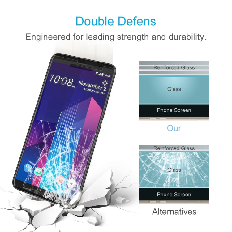 For HTC U11+ 0.26mm 9H Surface Hardness 2.5D Curved Edge Tempered Glass Screen Protector, For U11+ (1 PC)