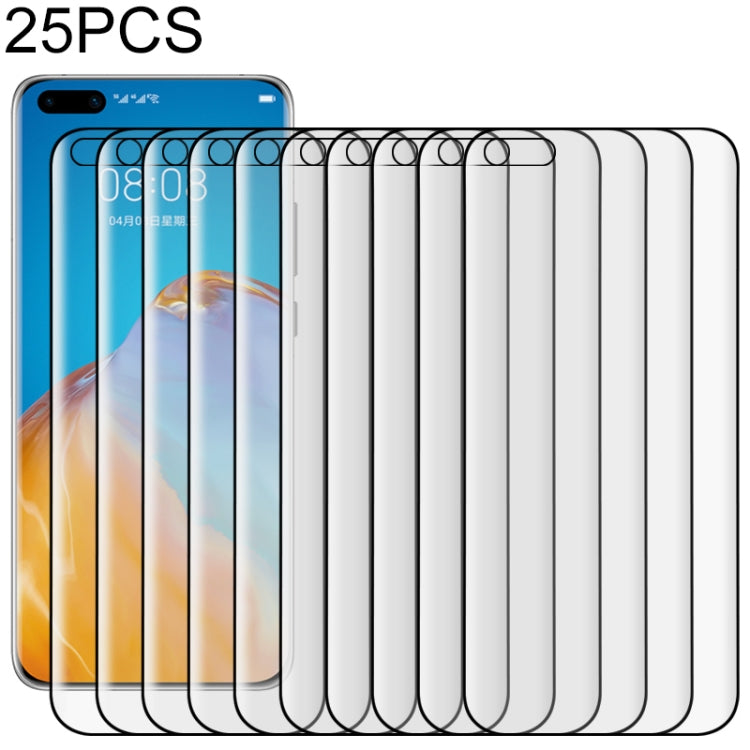 25 PCS For Huawei P40 Pro 9H HD 3D Curved Edge Tempered Glass Film (Transparent), For Huawei P40 Pro(25 PCS), For Huawei P40 Pro(Black)(25 PCS)