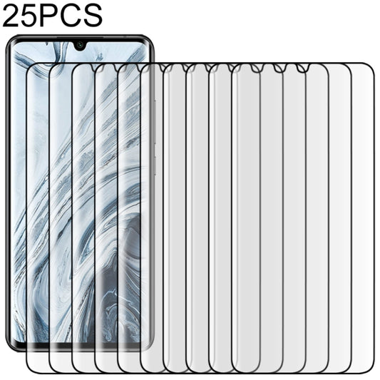 25 PCS For Xiaomi Mi Note 10 9H HD 3D Curved Edge Tempered Glass Film (Transparent), For Xiaomi Mi Note 10(25 PCS), For Xiaomi Mi Note 10(Black)(25 PCS)