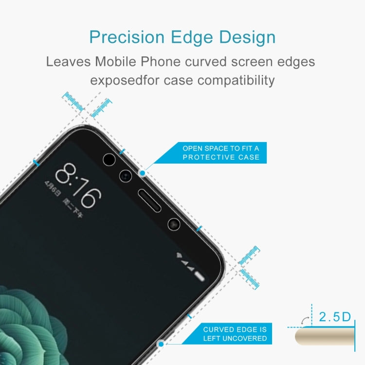 50 PCS 0.26mm 9H 2.5D Tempered Glass Film for Xiaomi Mi 6X & A2, For Mi 6X (50 PCS)
