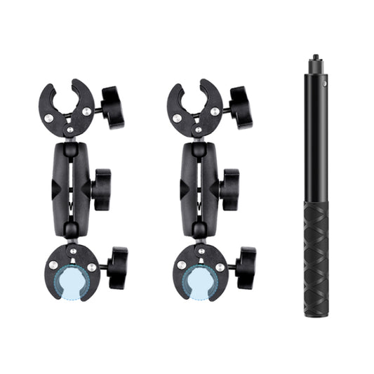 Dual Motorcycle Crab Clamps Handlebar Fixed Mount Selfie Stick, Double Dual-heads Crabs