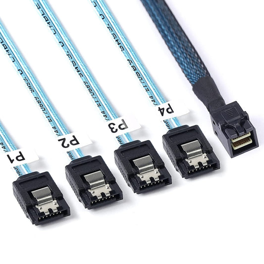 Mini SAS SFF-8643 Host to 7-Pin 4 SATA Target Hard Disk 6Gbps Data Server Raid Cable, Length: 1m, SFF-8643 (Length: 1m)