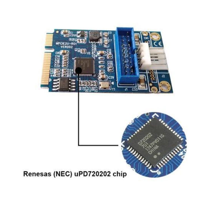 MINI PCI-E to USB 3.0 Front 19 Pin Desktop PC Expansion Card with 4 Pin Power Connection Port, 4 Pin Power