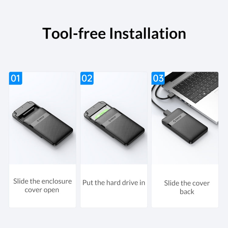 ORICO 2577U3-V1 Grid Texture Design 2.5 inch USB3.0 Micro-B Hard Drive Enclosure Box, 2577U3-V1